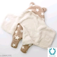 Baby Blankets New Born Combo Pack of Wrapper Hooded Blanket And Baby Bed Crib Blanket Pack of 2 Fabric: Microfiber